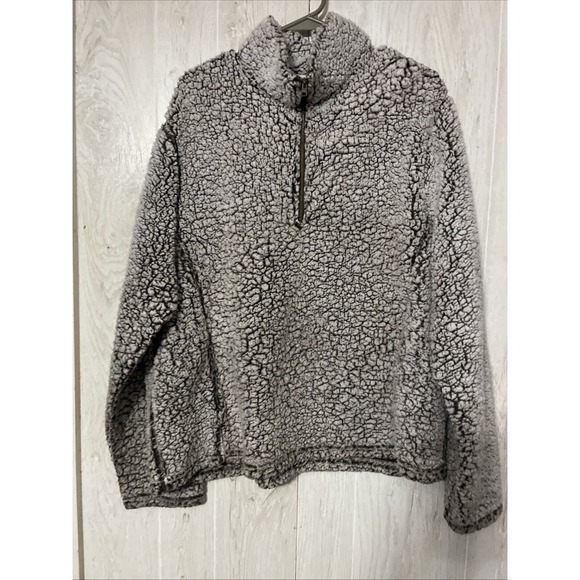 Linda Anderson Jackets & Blazers - Linda Anderson Womens Pullover Fleece Sherpa Jacket Multicolor 1/4 Zip Pocket XL